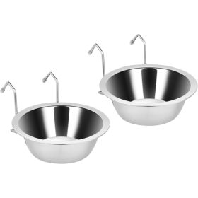 2PCS Kennel Water Bowl Hanging,Stainless Steel Puppy Bowls For Small Dog Cage,Kennel, Crate, Catio Accessories,Dog Crate Water Bowl Dish Feeder Food H