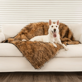 *PAW PupProtector Waterproof Throw Blanket Faux Fur Sable Tan Original