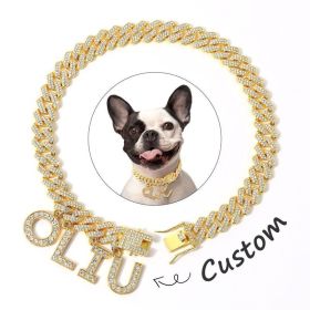 Luxury Alloy Dog Firewood Walking Collar (Option: Glod-25cm)