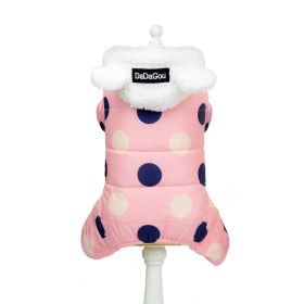 Warm big polka dot four-leg cotton coat (Option: Pink-XXL)