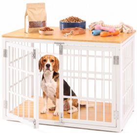Sturdy Dog Crate Furniture, Heavy Duty Kennel For Large & Medium Dogs, Indoor Use (Option: Natural  42IN)