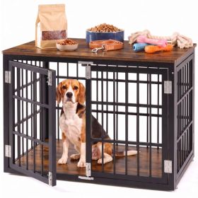 Sturdy Dog Crate Furniture, Heavy Duty Kennel For Large & Medium Dogs, Indoor Use (Option: Rustic Finish  42IN)