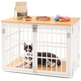 Sturdy Dog Crate Furniture, Heavy Duty Kennel For Large & Medium Dogs, Indoor Use (Option: Natural  38IN)