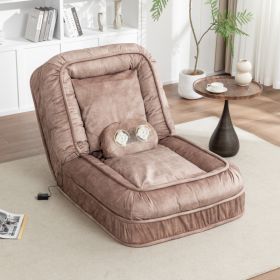 Upholstered Human Dog Bed for Adult & Pets,with 5 Adjustable Position &Massage Pillow, Bean Bag floor sofa with 2 Soft Pillows (Option: Brown)
