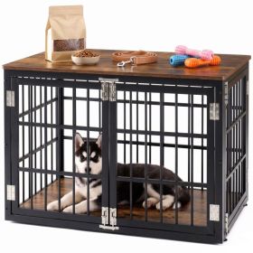 Sturdy Dog Crate Furniture, Heavy Duty Kennel For Large & Medium Dogs, Indoor Use (Option: Rustic Finish  38IN)