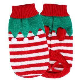 2 Patterns 4 Sizes Option-- 1Pc Pet Christmas Turtleneck Sweater Dog Cat Christmas Clothes Snowman Stripes Costume Winter Holiday Sweater For Small Me (Option: FurballM)