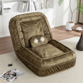 Upholstered Human Dog Bed for Adult & Pets,with 5 Adjustable Position &Massage Pillow, Bean Bag floor sofa with 2 Soft Pillows (Option: Green)