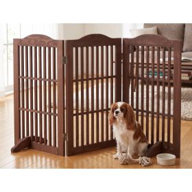 Wooden Freestanding Foldable Pet Gate for Dogs, 30 inch 3 Panels Step Over Fence, Dog Gate for The House, Doorway, (Option: Brown)