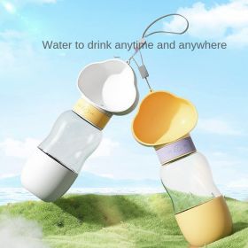 Dog out water bottle dog kettle portable accompanying water bottle dog walking water bottle pet drinking water feeding water dispenser supplies (Collar Colors: Common to cats and dogs, size: Cloud purple drinking+feeding - 350ml+200ml)