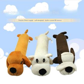 Pet dog gnaws and makes sounds toy dog plush toy; clean teeth toy dog toy cat toy (Collar Colors: White dog)