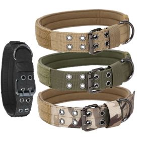 Super strong large dog collar with D-Ring & Buckle Collars Medium sized dog Golden haired horse dog Fierce dog collar (Collar Colors: Muddy color, size: M)