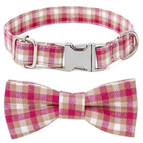 Plaid Dog Collar with Bow Pet Gift Adjustable Soft and Comfy Bowtie Collars for Small Medium Large Dogs (Collar Colors: Style 3, size: M 2.5x50cm)