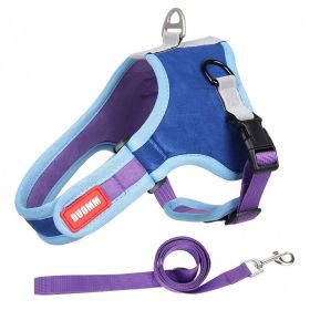 dog Harnesses and dog leash set; Suede Pet Chest Strap Saddle Vest Style Dog Chest Back Reflective Dog Strap Dog Rope Wholesale (Collar Colors: Blue, Specification (L * W): M)