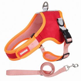 dog Harnesses and dog leash set; Suede Pet Chest Strap Saddle Vest Style Dog Chest Back Reflective Dog Strap Dog Rope Wholesale (Collar Colors: red, Specification (L * W): L)