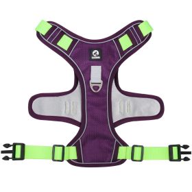 dog Harnesses; Cross border New Pet Towing Rope Vest Large Dog Chest Strap Reflective Explosion proof Flushing Dog Towing Rope (Collar Colors: purple, Specification (L * W): S)