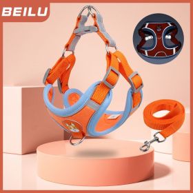 dog Harnesses and dog leash set; Pet Chest Strap Vest Dog Strap Small Dog Rope Wholesale Reflective Dog Towing Rope (Collar Colors: red, Specification (L * W): S)