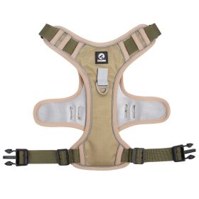 dog Harnesses; Cross border New Pet Towing Rope Vest Large Dog Chest Strap Reflective Explosion proof Flushing Dog Towing Rope (Collar Colors: Khaki, Specification (L * W): S)