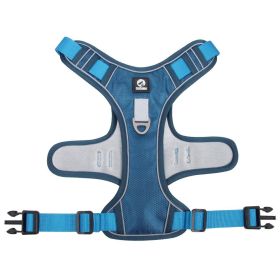 dog Harnesses; Cross border New Pet Towing Rope Vest Large Dog Chest Strap Reflective Explosion proof Flushing Dog Towing Rope (Collar Colors: Lake blue, Specification (L * W): M)