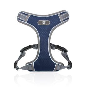 dog Harnesses; Pet Traction Rope Mesh Breathable Big Dog Chest Strap Vest Reflective Dog Rope Spot Wholesale (Collar Colors: Dark Blue, Specification (L * W): S (6-12 kg))