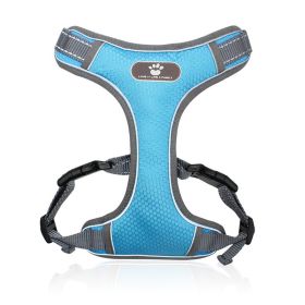 dog Harnesses; Pet Traction Rope Mesh Breathable Big Dog Chest Strap Vest Reflective Dog Rope Spot Wholesale (Collar Colors: Light blue, Specification (L * W): S (6-12 kg))