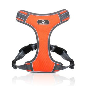 dog Harnesses; Pet Traction Rope Mesh Breathable Big Dog Chest Strap Vest Reflective Dog Rope Spot Wholesale (Collar Colors: orange, Specification (L * W): M (12-32 kg))