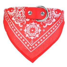 1Pc Adjustable Bandana Leather Pet Collar Triangle Scarf (Option: Red L)