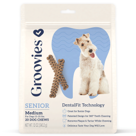 GROOVIES Senior Dog Dental Chews (Option: 12oz Medium 20ct)