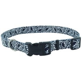 PET ATTIRE Adj Collar 5/8 x 10 (Option: 14in  Black w/Skulls)
